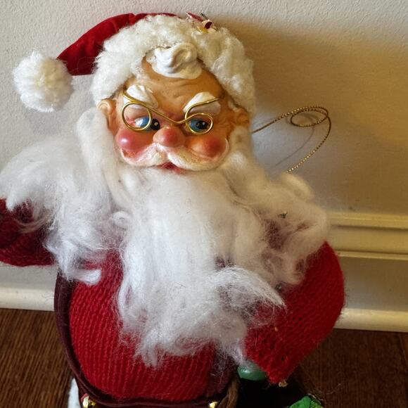 Vintage Santa Claus Christmas Ornament Doll Figure Plastic Face 11" McClures - Picture 2 of 15